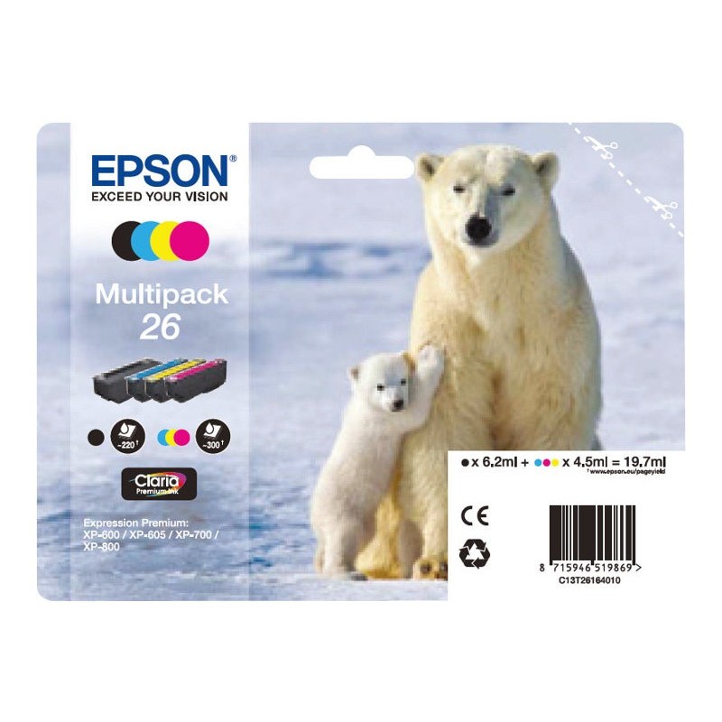EPSON C13T26164010 Zestaw Epson T2616 CMYK Claria XP-600/700/800