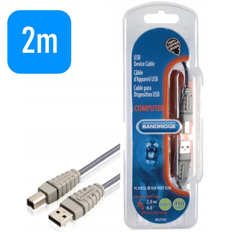 Kabel USB 2.0 do Drukarki 2m - Wysokiej Jakości | Drukarki.pl Kabel USB 2.0 do Drukarki 2m - Wysokiej Jakości | Drukarki.pl