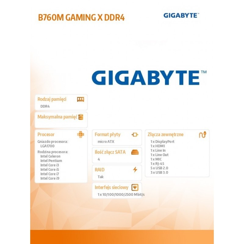 Płyta główna B760M GAMING X DDR4 s1700 DDR4 DP/HDMI mATX 