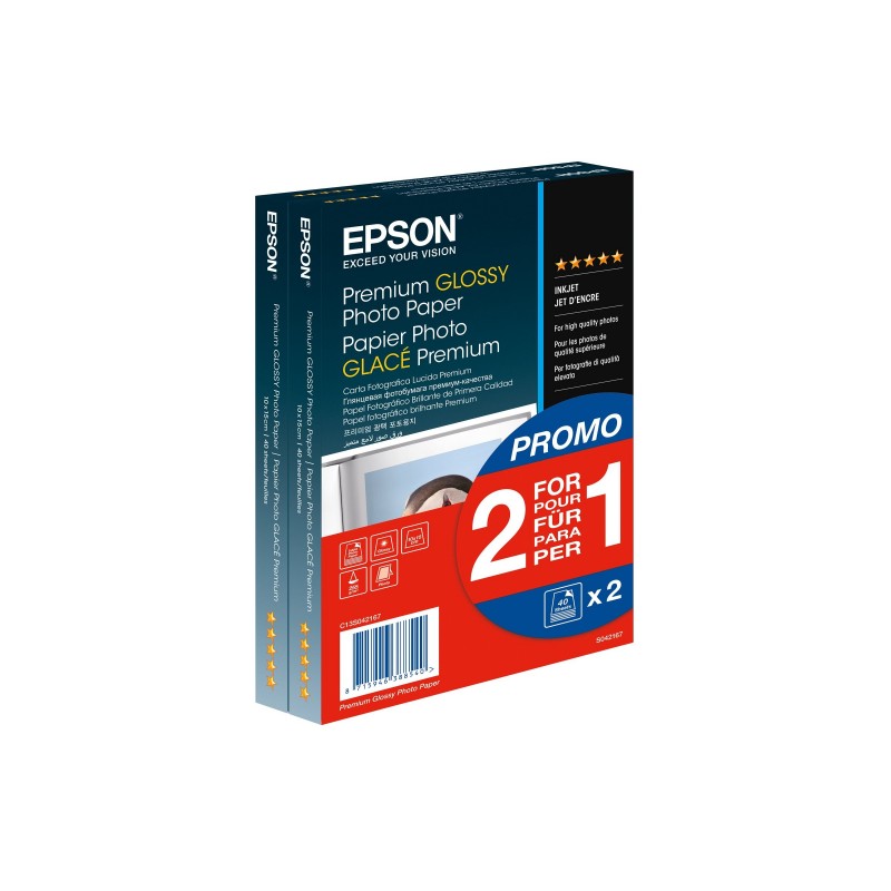 EPSON Premium glossy photo paper inkjet 255g/m2 100x150mm 2x40 sheets 1-pack BOGOF