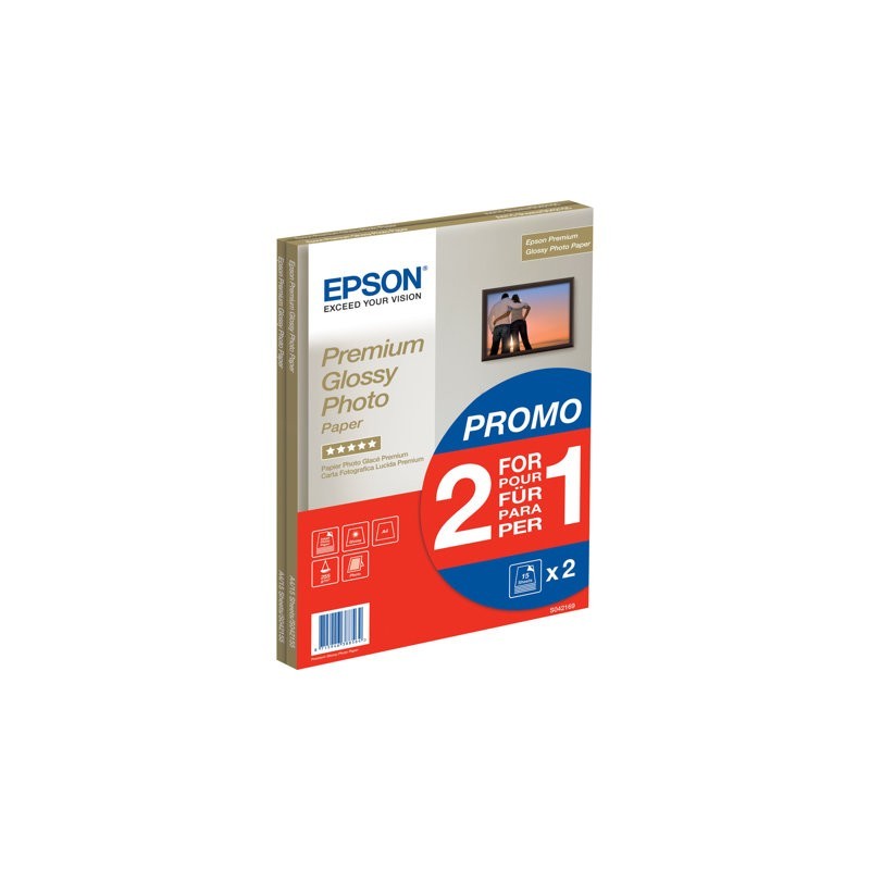 EPSON Premium glossy photo paper inkjet 255g/m2 A4 2x15 sheets 1-pack BOGOF