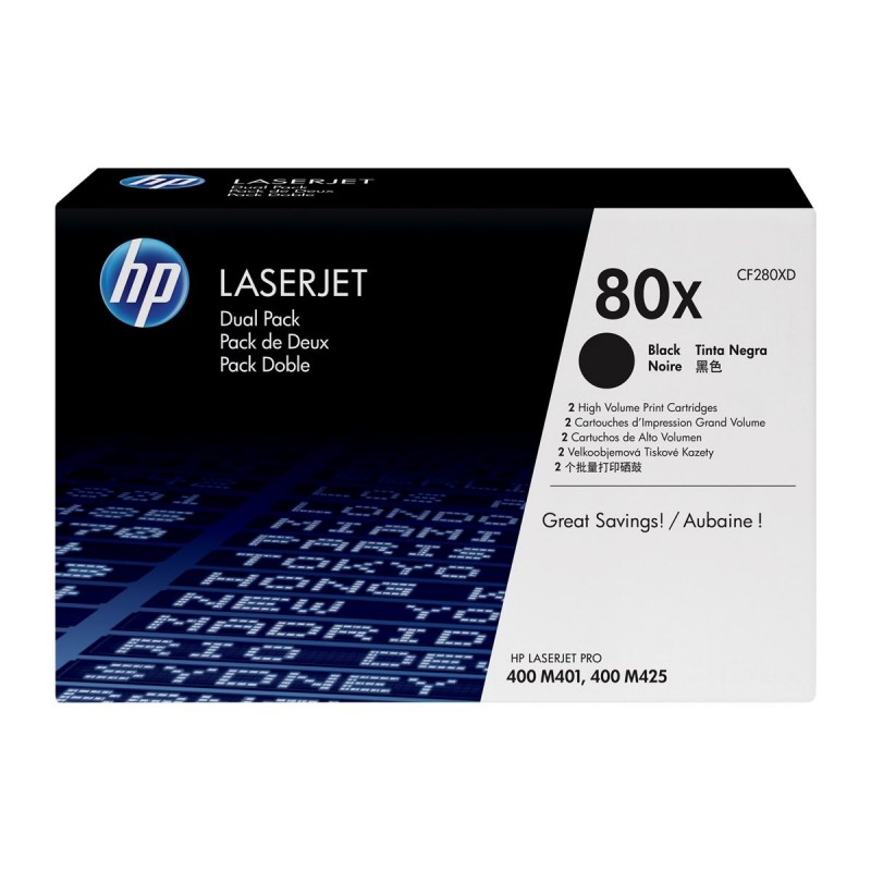 HP CF280XD Toner HP 80X black 2pack 2x6800str LJ Pro 400 M401/MFP M425 HP CF280XD Toner HP 80X black 2pack 2x6800str LJ Pro 400 M401/MFP M425