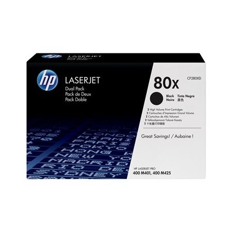 HP CF280XD Toner HP 80X black 2pack 2x6800str LJ Pro 400 M401/MFP M425 HP CF280XD Toner HP 80X black 2pack 2x6800str LJ Pro 400 M401/MFP M425
