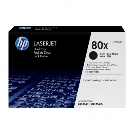 HP CF280XD Toner HP 80X black 2pack 2x6800str LJ Pro 400 M401/MFP M425 HP CF280XD Toner HP 80X black 2pack 2x6800str LJ Pro 400 M401/MFP M425