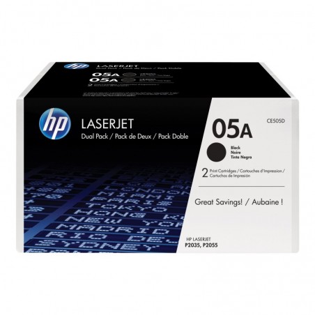 HP CE505D Toner HP 05A Black Dual Pack LaserJet P2035 HP CE505D Toner HP 05A Black Dual Pack LaserJet P2035