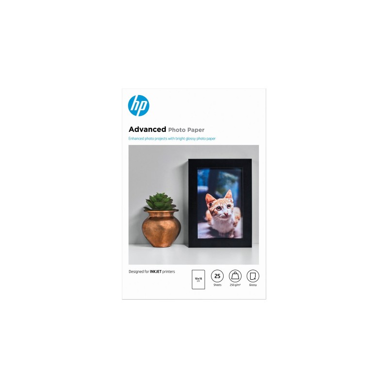 HP Q8691A Advanced glossy photo paper inkjet 250g/m2 100x150mm 25 sheets 1-pack borderless HP Q8691A Advanced glossy photo paper inkjet 250g/m2 100x150mm 25 sheets 1-pack borderless