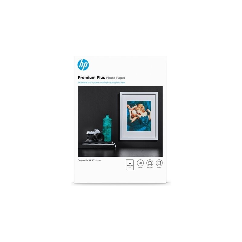 HP CR672A Premium Plus Glossy Photo Paper white 300g/m2 A4 20 sheets 1-pack HP CR672A Premium Plus Glossy Photo Paper white 300g/m2 A4 20 sheets 1-pack