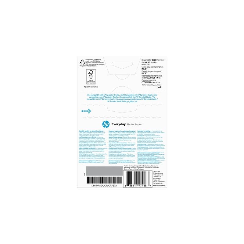 HP Everyday Glossy photo paper white 200g/m2 100x150mm 100 sheets 1-pack