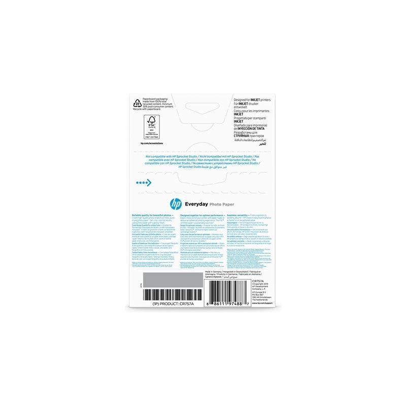 HP Everyday Glossy photo paper white 200g/m2 100x150mm 100 sheets 1-pack