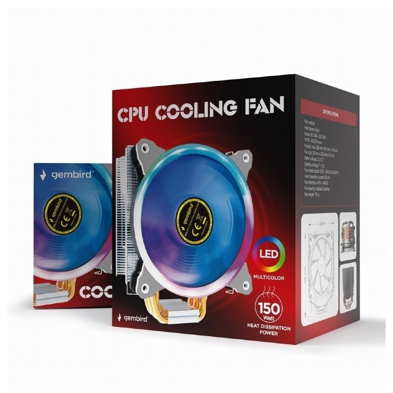 Chłodzenie CPU Huracan 12cm 150W 4-pin multicolor LED