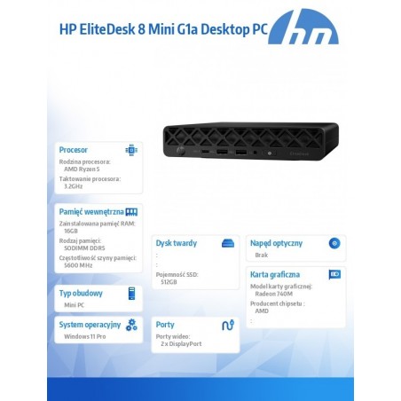 Komputer EliteDesk Mini G1a R5P-215 512GB/16GB/W11P      C9TQ6ET