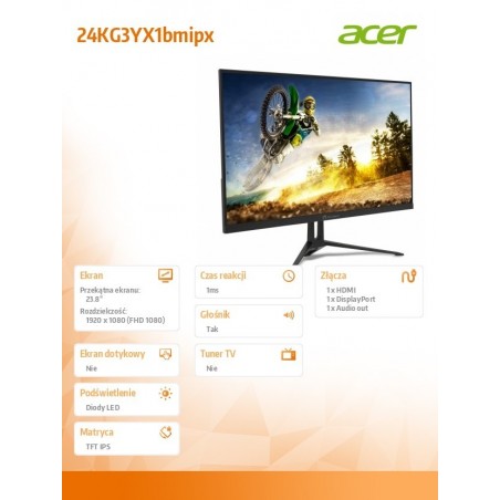 Monitor AOPEN 23,8 cala 24KG3YX 24KG3YX1bmipx 
