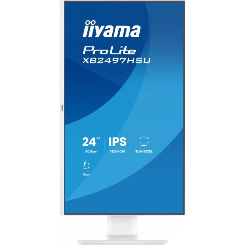 Monitor ProLite 23.8 cala XB2497HSU-W1  IPS,FHD,HDMI,DP,120Hz,350CD,2xUSBv3.2, 2xUSB-C, GW 5lat, HAS 150/PIVOT, BIAŁY