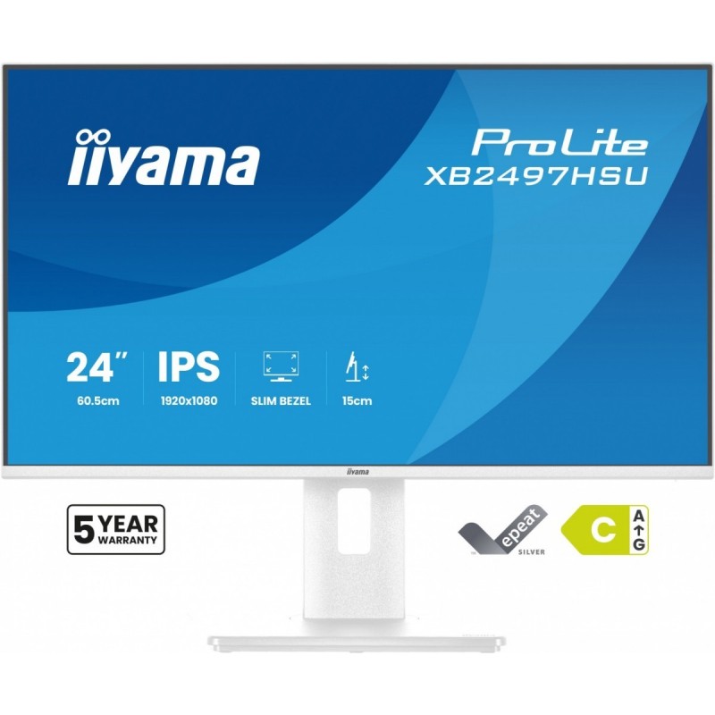 Monitor ProLite 23.8 cala XB2497HSU-W1  IPS,FHD,HDMI,DP,120Hz,350CD,2xUSBv3.2, 2xUSB-C, GW 5lat, HAS 150/PIVOT, BIAŁY