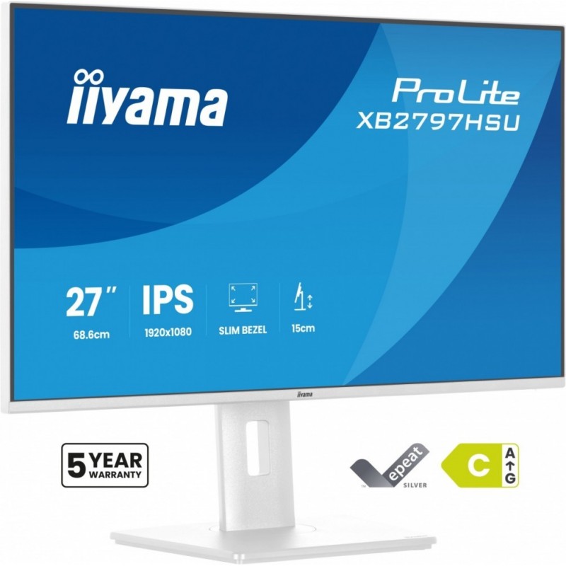 Monitor 27 cali XB2797HSU-W1 IPS, FHD, HDMI, DP, 120Hz, 2xUSBv3.2, 2xUSB-C, 350 CD, x2W, HAS 150/PIVOT, Biały Monitor 27 cali XB2797HSU-W1 IPS, FHD, HDMI, DP, 120Hz, 2xUSBv3.2, 2xUSB-C, 350 CD, x2W, HAS 150/PIVOT, Biały