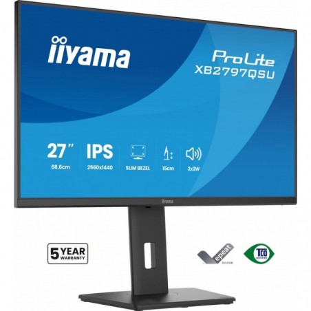 Monitor ProLite  27 cali XB2797QSU-B1 IPS,QHD,2xHDMI,DP,350cd,75Hz,1000:1,     USB HUB,x4 ((2x Type-A v.3.2 Gen 1 (5Gbps, 4.5W) 