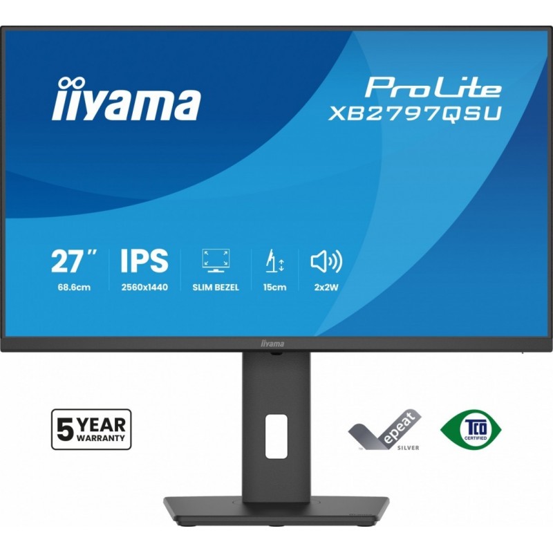 Monitor ProLite  27 cali XB2797QSU-B1 IPS,QHD,2xHDMI,DP,350cd,75Hz,1000:1,     USB HUB,x4 ((2x Type-A v.3.2 Gen 1 (5Gbps, 4.5W) 