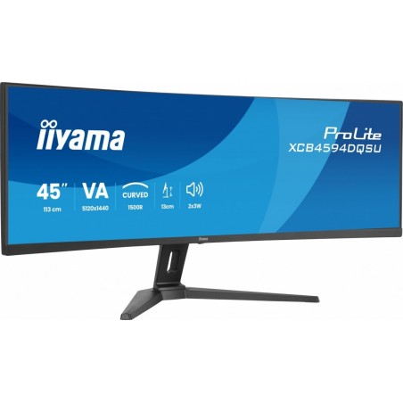 Monitor ProLite 44.5 cala XCB4594DQSU-B1 ,VA,DQHD,2xDP,2xHDMI,1500R,32:9,      450 cd/m2,  3000:1, USB HUB x4 (2x Type-A, 2x Typ