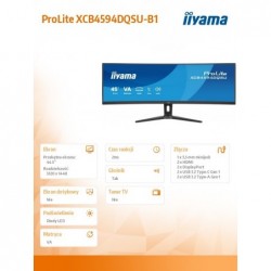 Monitor ProLite 44.5 cala XCB4594DQSU-B1 ,VA,DQHD,2xDP,2xHDMI,1500R,32:9,      450 cd/m2,  3000:1, USB HUB x4 (2x Type-A, 2x Typ