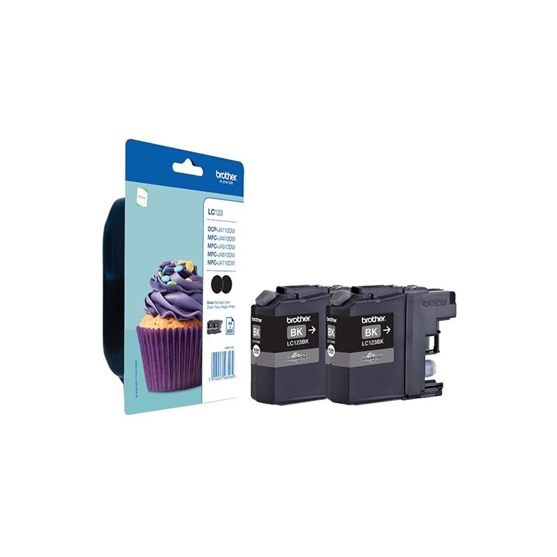 BROTHER LC123BKBP2 Tusz Brother LC123BKBP2 black Blister Pack (dwupak) 600str MFC-J4510DW BROTHER LC123BKBP2 Tusz Brother LC123BKBP2 black Blister Pack (dwupak) 600str MFC-J4510DW