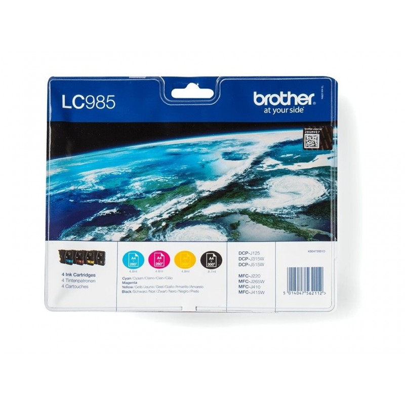 BROTHER LC985VALBP Zestaw Brother LC985 CMYK Blister Pack 300str DCP-J125 / J315W / J515W BROTHER LC985VALBP Zestaw Brother LC985 CMYK Blister Pack 300str DCP-J125 / J315W / J515W