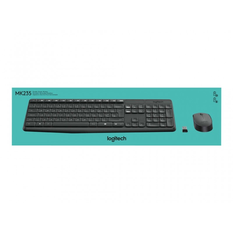 LOGITECH 920-007931 Logitech klawiatura + mysz bezprzewodowa MK235, Szare, US