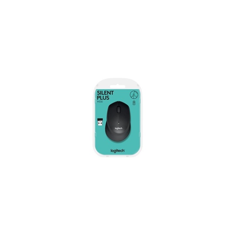 LOGITECH M330 SILENT PLUS Mouse 3 buttons wireless 2.4 GHz USB wireless receiver black