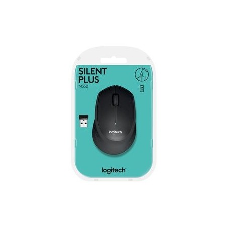 LOGITECH M330 SILENT PLUS Mouse 3 buttons wireless 2.4 GHz USB wireless receiver black