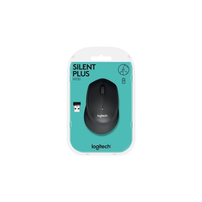 LOGITECH M330 SILENT PLUS Mouse 3 buttons wireless 2.4 GHz USB wireless receiver black
