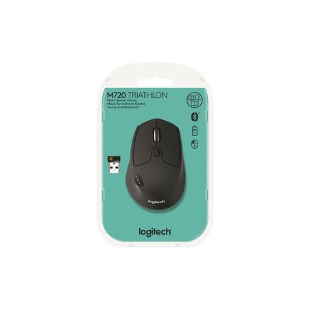 LOGITECH M720 Triathlon Mouse right-handed optical 7 buttons wireless Bluetooth 2.4 GHz USB wireless receiver
