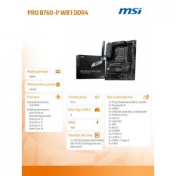 Płyta główna PRO B760-P WIFI DDR4 s1700 4DDR4 DP/HDMI ATX Płyta główna PRO B760-P WIFI DDR4 s1700 4DDR4 DP/HDMI ATX
