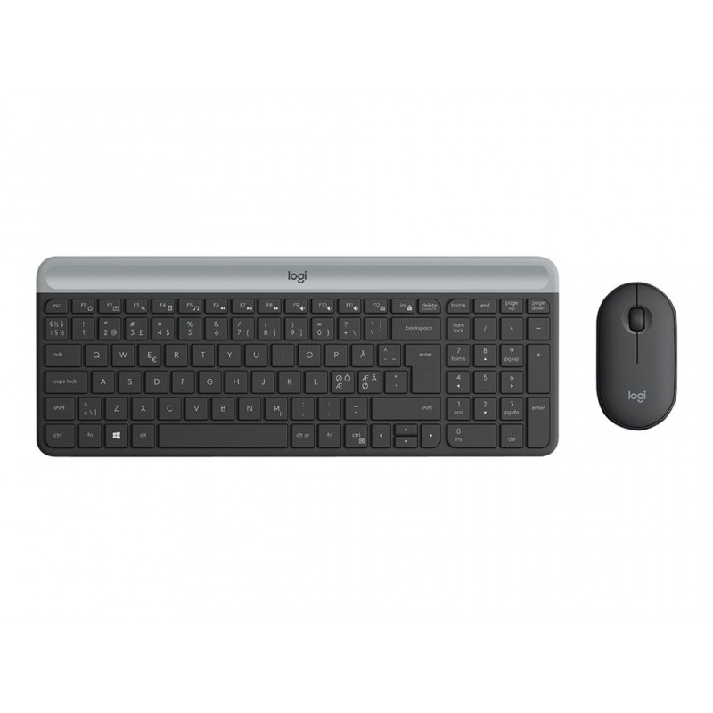 LOGITECH Slim Wireless Combo MK470 Keyboard and mouse set wireless 2.4 GHz Nordic graphite (PAN)