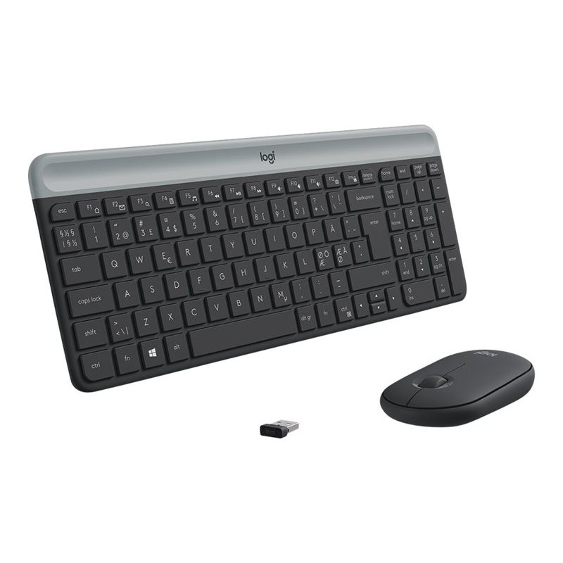 LOGITECH Slim Wireless Combo MK470 Keyboard and mouse set wireless 2.4 GHz Nordic graphite (PAN)