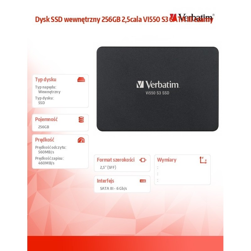 Dysk SSD wewnętrzny 256GB 2,5cala VI550 S3 SATA III czarny 