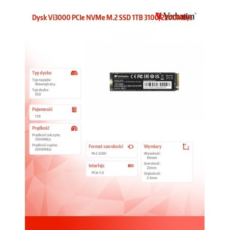 Dysk Vi3000 PCIe NVMe M.2 SSD 1TB 3100/2200MB/s 