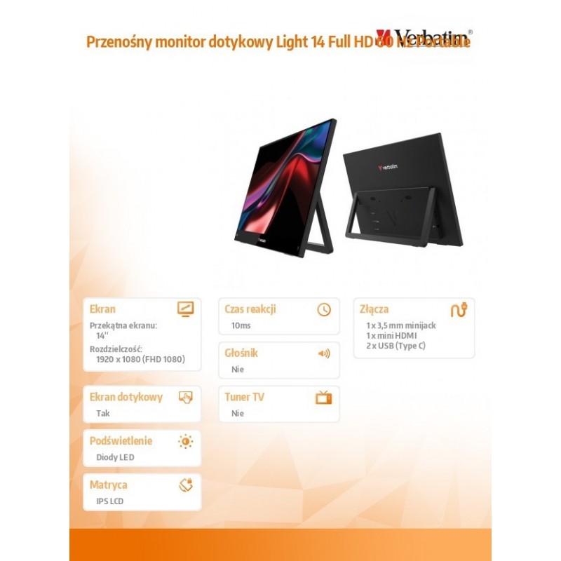 Przenośny monitor dotykowy Light 14 Full HD 60 Hz Portable 