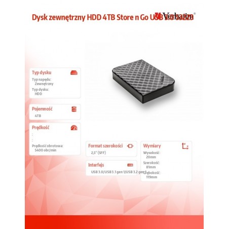 Dysk zewnętrzny HDD 4TB Store n Go USB 3.0 53223 