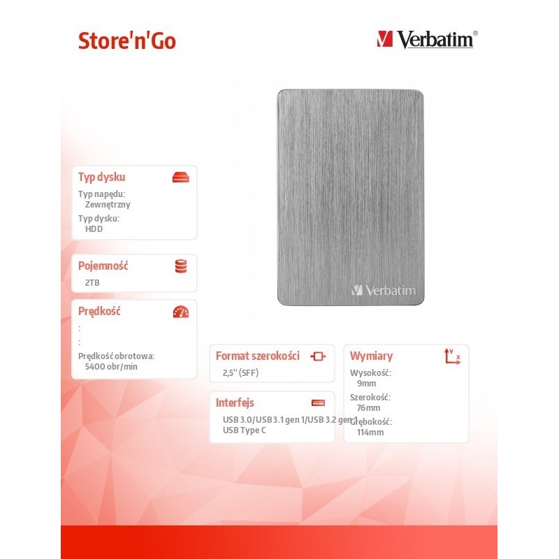 Store n Go 2TB USB 3.0 Alu Slim 53665 