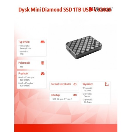 Dysk Mini Diamond SSD 1TB USB-C 32025 