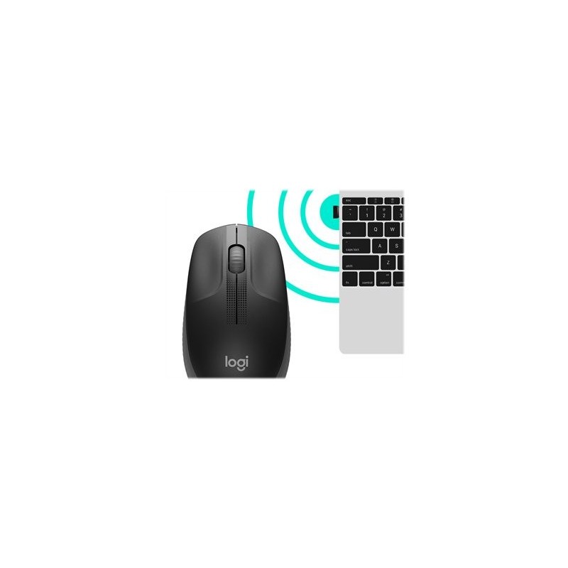 LOGITECH M190 Mouse optical 3 buttons wireless USB wireless receiver charcoal