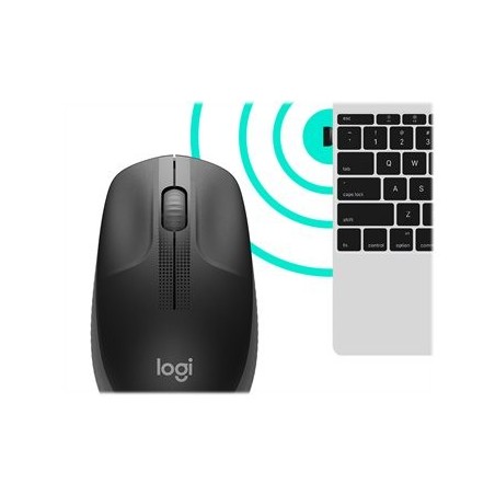 LOGITECH M190 Mouse optical 3 buttons wireless USB wireless receiver charcoal