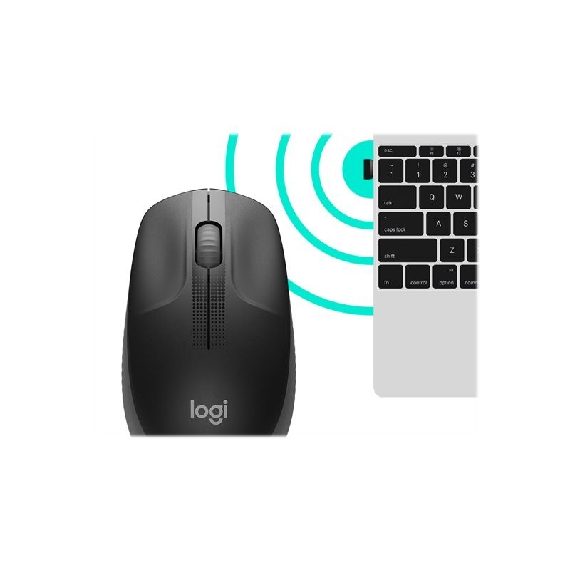LOGITECH M190 Mouse optical 3 buttons wireless USB wireless receiver charcoal