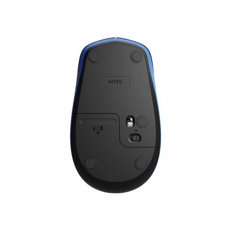 LOGITECH M190 Mouse optical 3 buttons wireless USB wireless receiver blue