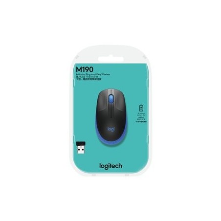 LOGITECH M190 Mouse optical 3 buttons wireless USB wireless receiver blue