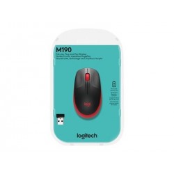 LOGITECH M190 Mouse optical 3 buttons wireless USB wireless receiver red