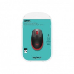 LOGITECH M190 Mouse optical 3 buttons wireless USB wireless receiver red