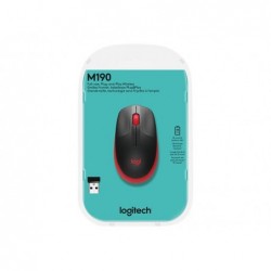 LOGITECH M190 Mouse optical 3 buttons wireless USB wireless receiver red