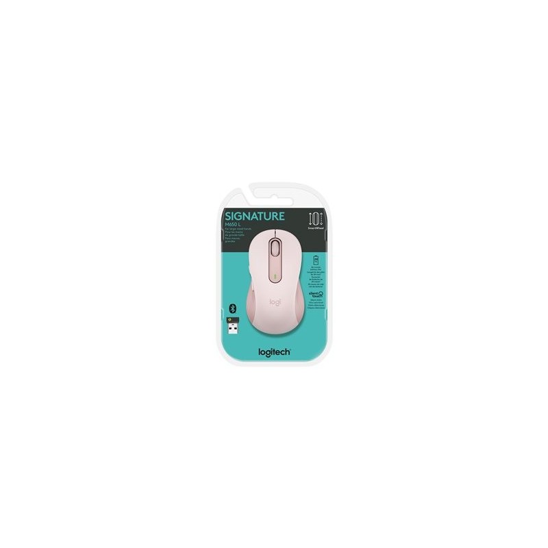 LOGITECH Signature M650 L Mouse large size optical 5 buttons wireless Bluetooth 2.4 GHz Bolt USB receiver rose
