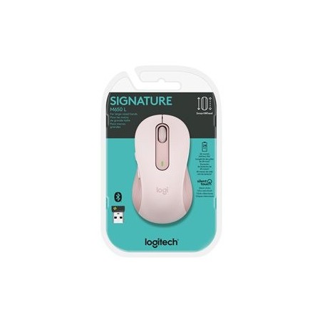 LOGITECH Signature M650 L Mouse large size optical 5 buttons wireless Bluetooth 2.4 GHz Bolt USB receiver rose