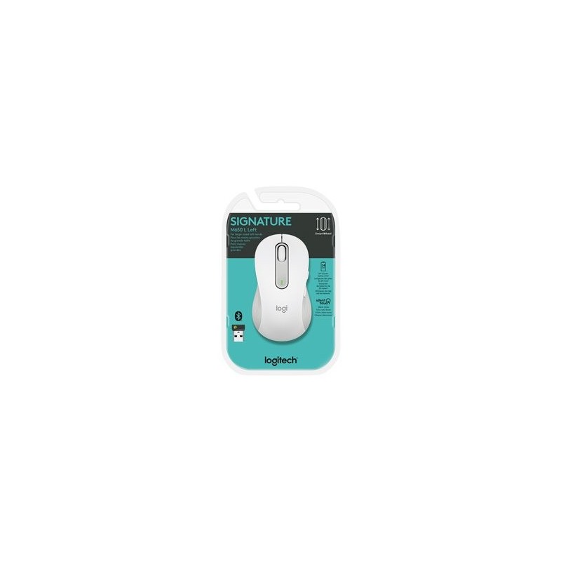 LOGITECH Signature M650 L Mouse large size optical 5 buttons wireless Bluetooth 2.4 GHz Bolt USB receiver off-white